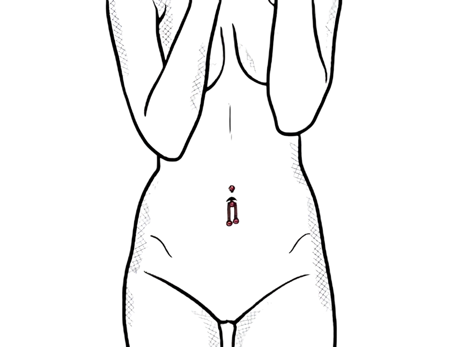 Illustration eines Bauchnabelpiercings