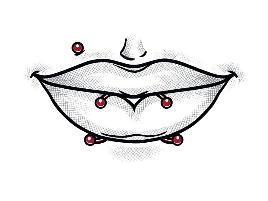 Illustration einer Kombination aus zwei Lippenpiercings