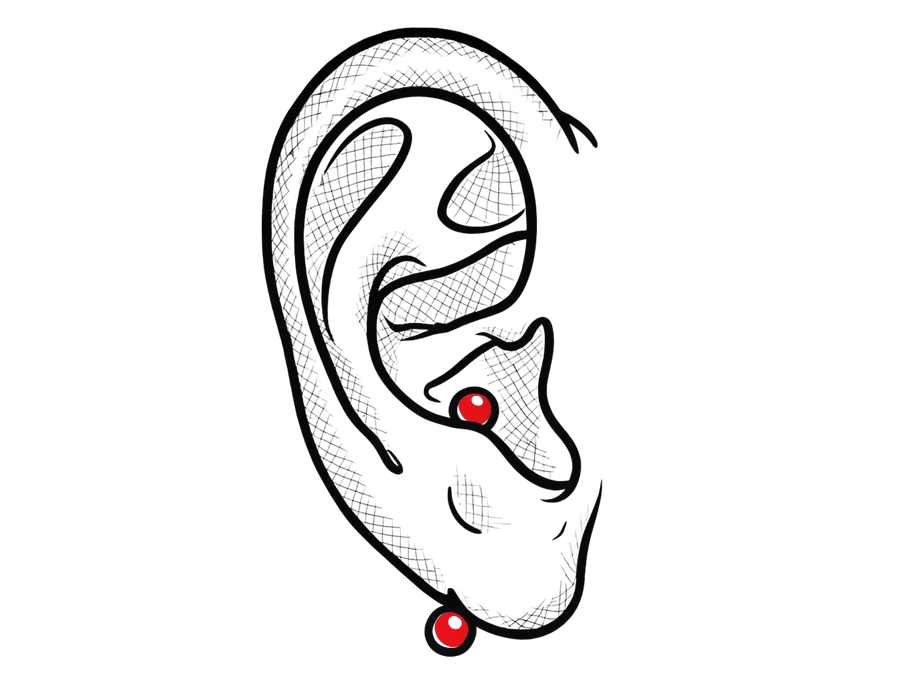 Illustration eines Lobe Piercings am Ohrläppchen