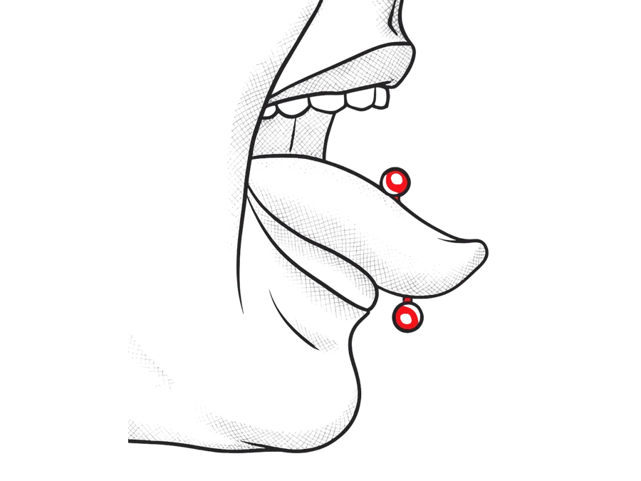 Illustration eines Zungenpiercings